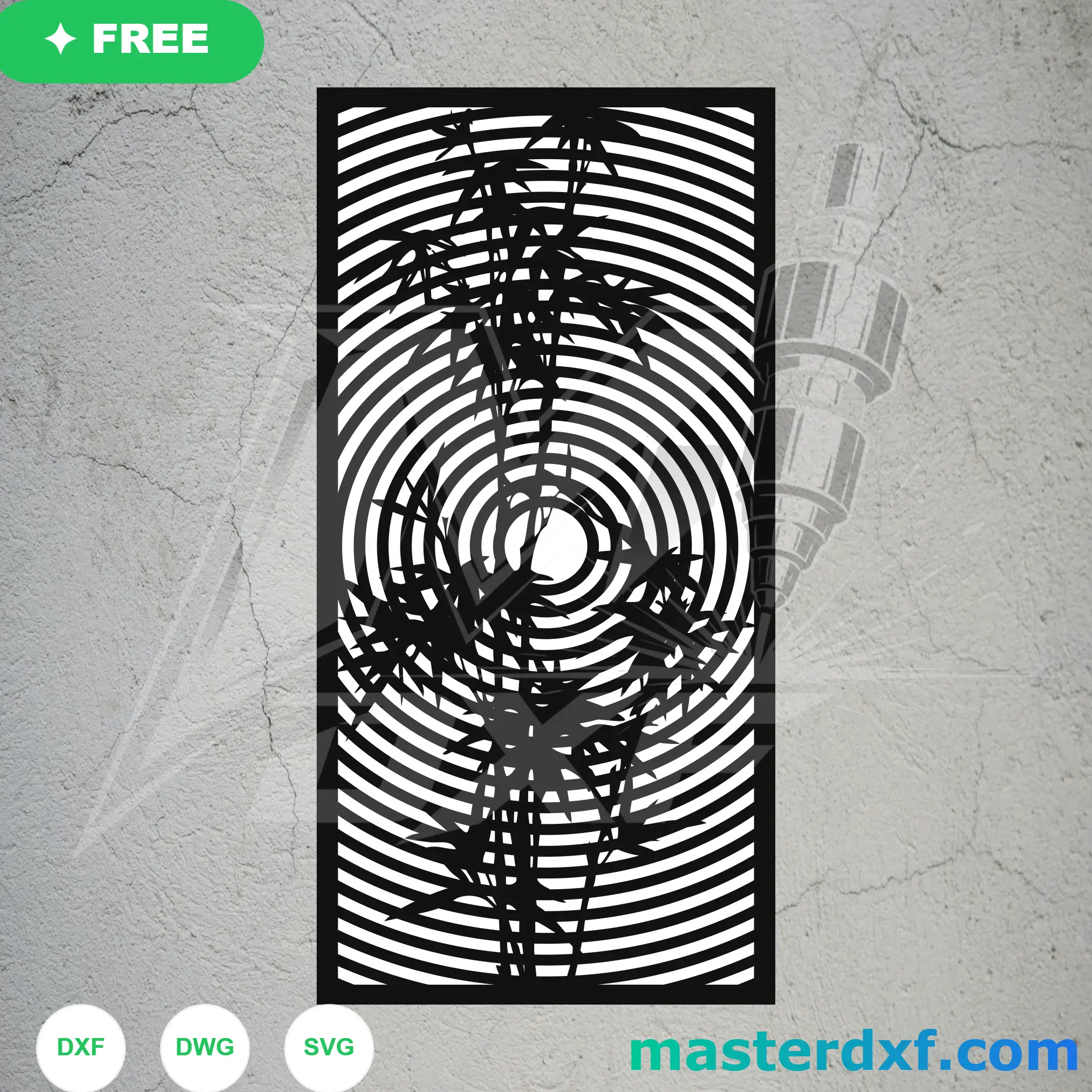 Spiral Rings Palm Silhouette DXF Panel for Tropical Feature Walls DXF File